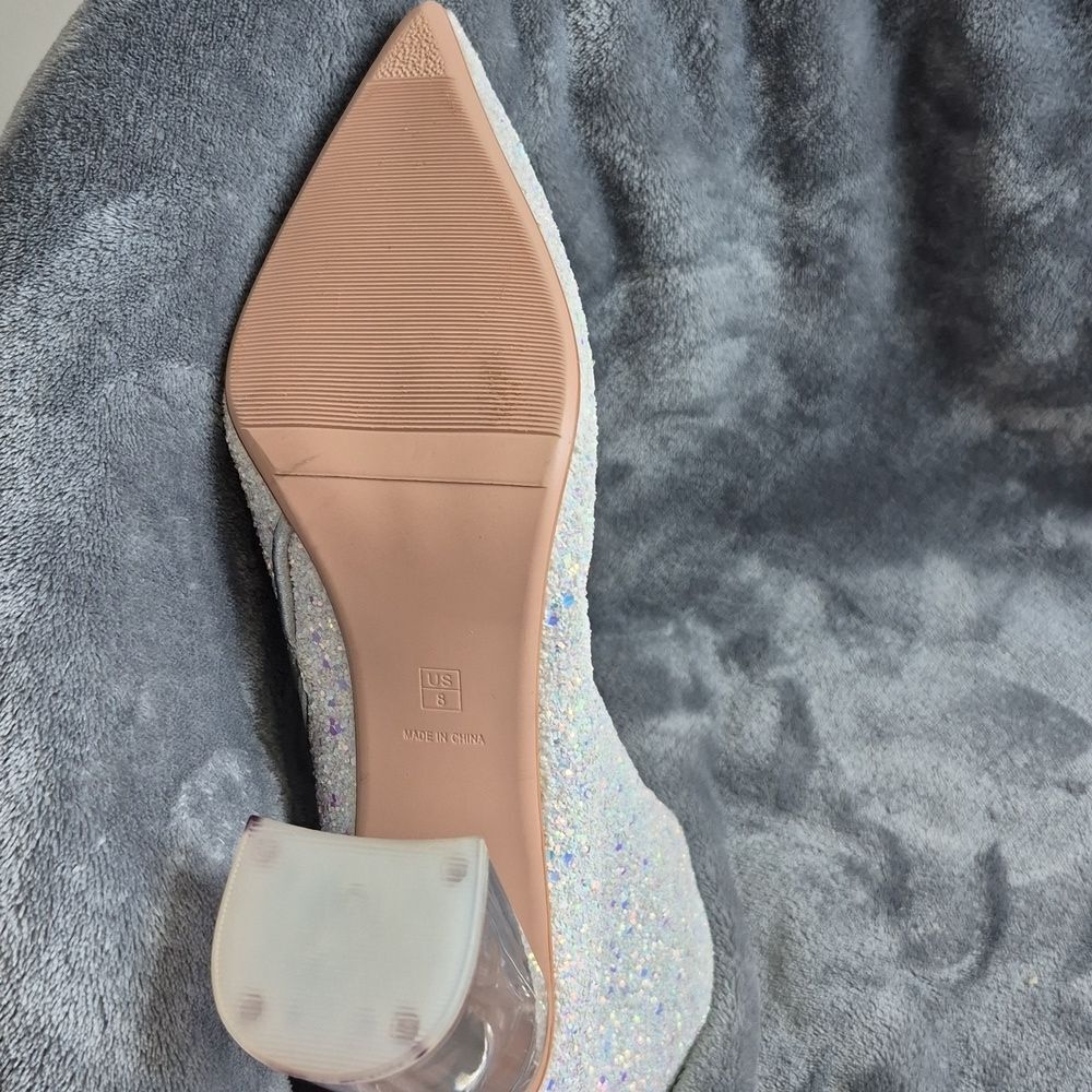 Sparkle Boot Size 8 White Sparkle Clear Heel Bootie - NWOT - Picture 8 of 8